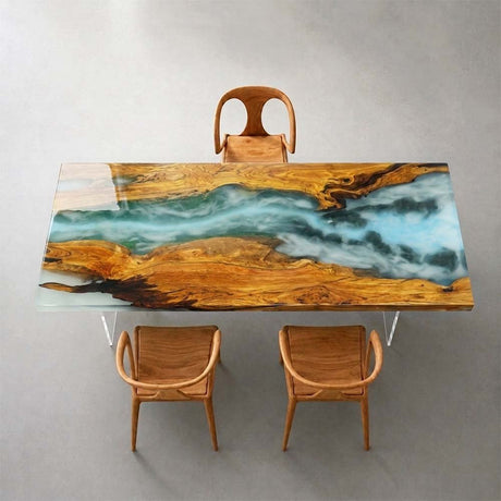 Elite Custom Misty Green Gorge Olive & Epoxy Resin Table ECT-19 - Elitecustomtable
