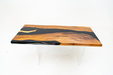 Elite Custom Olive Wood Conference Table with Glossy Black Epoxy Resin ECT-74 - Elitecustomtable
