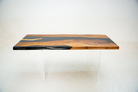 Elite Custom Olive Wood Conference Table with Glossy Black Epoxy Resin ECT-74 - Elitecustomtable