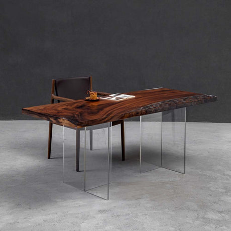 Elite Custom Organic Walnut & Pinecone - Filled Epoxy Dining Table ECT - 37 - Elitecustomtable