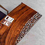 Elite Custom Organic Walnut & Pinecone - Filled Epoxy Dining Table ECT - 37 - Elitecustomtable