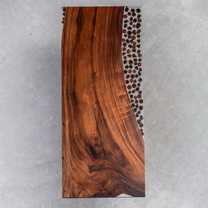 Elite Custom Organic Walnut & Pinecone - Filled Epoxy Dining Table ECT - 37 - Elitecustomtable