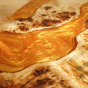 Elite Custom Poplar Wood with Amber Gilt Epoxy Resin Dining Table ECT - 78 - Elitecustomtable