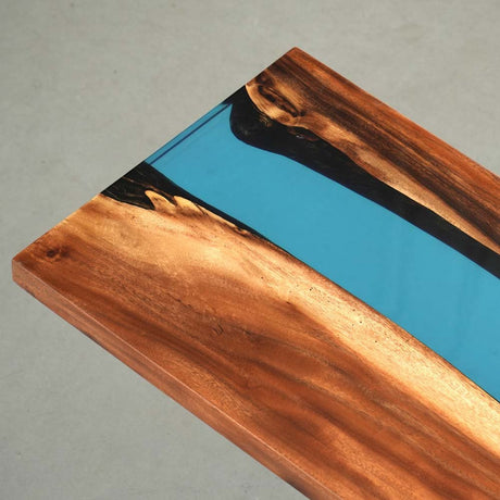 Elite Custom Rustic Walnut Counter and Bar Table with Blue Resin Stream ECT - 36 - Elitecustomtable