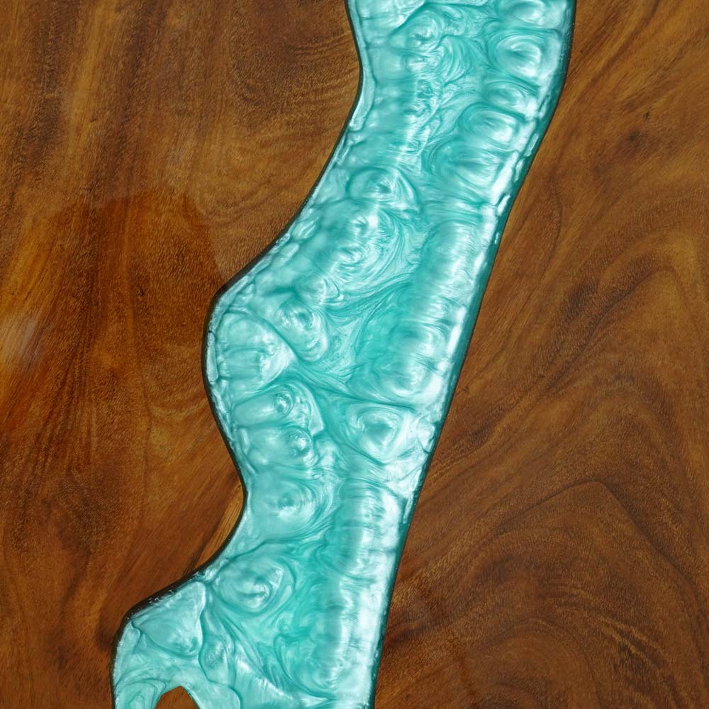 Elite Custom Solid Black Walnut Dining Table with Teal Resin Inlay ECT - 103 - Elitecustomtable