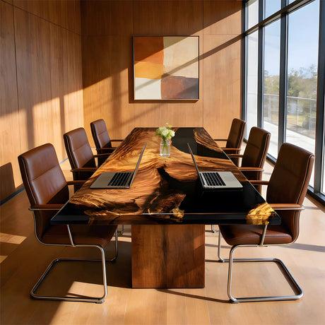 Elite Custom Walnut Conference with Black Epoxy Resin ECT - 93 - Elitecustomtable