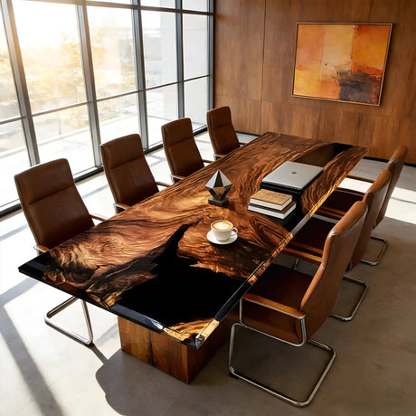 Elite Custom Walnut Conference with Black Epoxy Resin ECT - 93 - Elitecustomtable