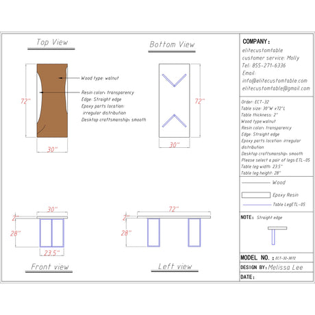 Elite Custom Walnut Epoxy Resin Conference Table ECT - 32 - Elitecustomtable
