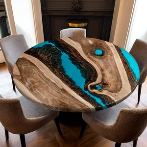 Elite Custom Walnut Turquoise Blue Epoxy Resin Round Table ECT - 30 - Elitecustomtable