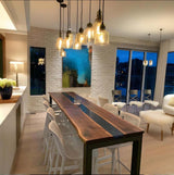Elite Custom Walnut Wood Live Edge Walnut Black Epoxy Conference Table ECT - 52 - Elitecustomtable