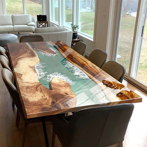 Elite Custom Weeki Wachee Kayak River Walnut Epoxy Resin Dining & Conference Table ECT - 94 - Elitecustomtable