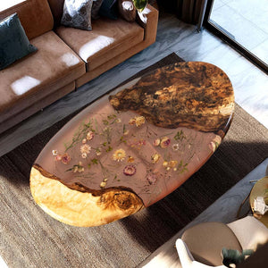 Elite DIY Poplar Oval Dining & Coffee Table with Embedded Dried Flowers ECT - 217 - Elitecustomtable