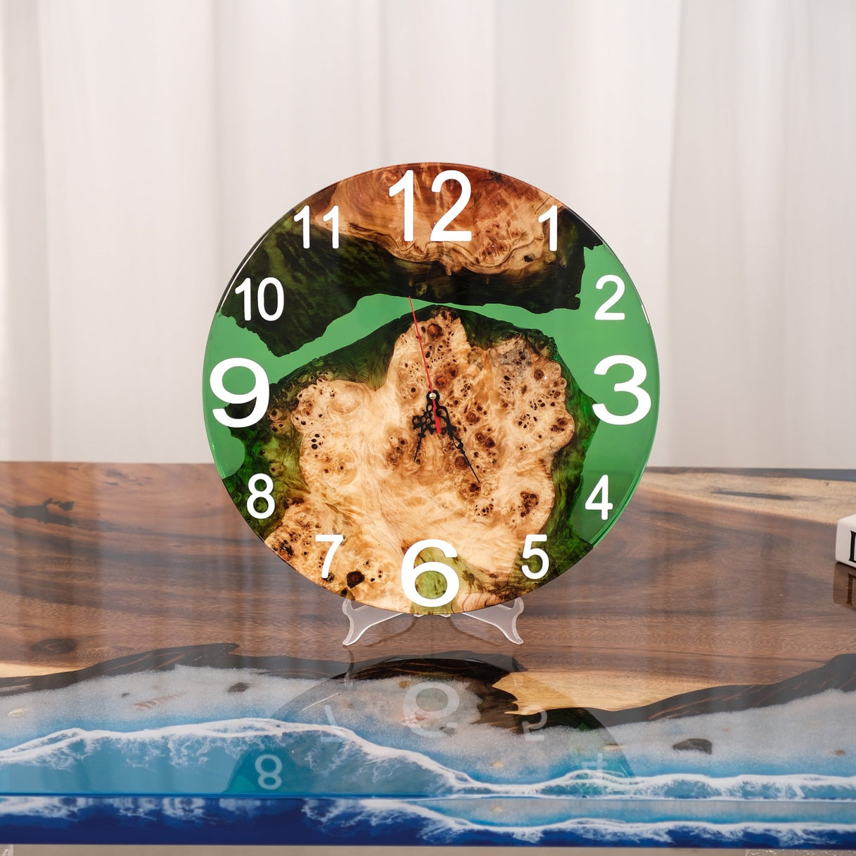 Elite Handmade Green Epoxy & Poplar Wood Wall Clock EWC - 13 - 16'' - Elitecustomtable