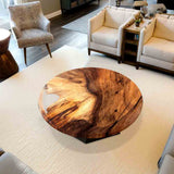 Elite Large Walnut Wood with Transparent Epoxy Resin Round Table ECT - 171 - Elitecustomtable