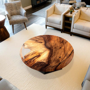 Elite Large Walnut Wood with Transparent Epoxy Resin Round Table ECT - 171 - Elitecustomtable
