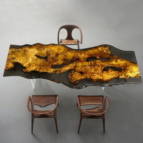 Elite Live Edge Golden Camphor Black Epoxy Resin Table ECT-221 - Elitecustomtable