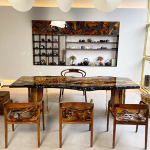 Elite Live Edge Golden Camphor Black Epoxy Resin Table ECT - 221 - Elitecustomtable