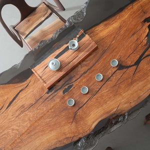 Elite Live - Edge Olive Wood Dining & Office Table with Transparent Black Resin ECT - 228 - Elitecustomtable
