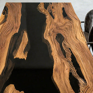 Elite Live - Edge Olive Wood Dining Table with Sleek Black Resin Inlay ECT - 242 - Elitecustomtable