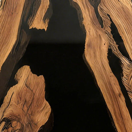 Elite Live - Edge Olive Wood Dining Table with Sleek Black Resin Inlay ECT - 242 - Elitecustomtable