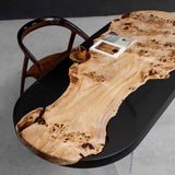 Elite Live Edge Poplar Wood & Gray - Transparent Epoxy Dining Table ECT - 41 - Elitecustomtable