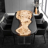 Elite Live Edge Poplar Wood & Gray - Transparent Epoxy Dining Table ECT - 41 - Elitecustomtable