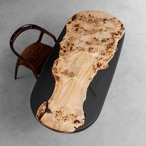 Elite Live Edge Poplar Wood & Gray - Transparent Epoxy Dining Table ECT - 41 - Elitecustomtable