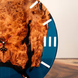 Elite Modern - Rustic Walnut Wall Clock with Blue Epoxy Resin EWC - 11 - 16'' - Elitecustomtable