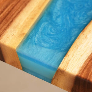 Elite Modern Walnut Counter and Bar Table with Blue Resin Stream ECT - 135 - Elitecustomtable