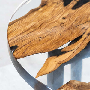 Elite Natural Fragment Design Olive Wood & Clear Epoxy Round Table ECT - 132 - Elitecustomtable