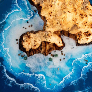 Elite Natural Poplar & Beach Scene Epoxy Resin Round Table ECT - 170 - Elitecustomtable