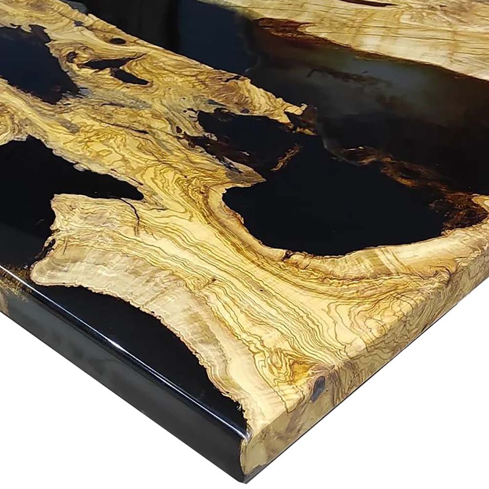 Elite Olive Wood & Black Epoxy Resin Conference & Dining Table ECT - 209 - Elitecustomtable