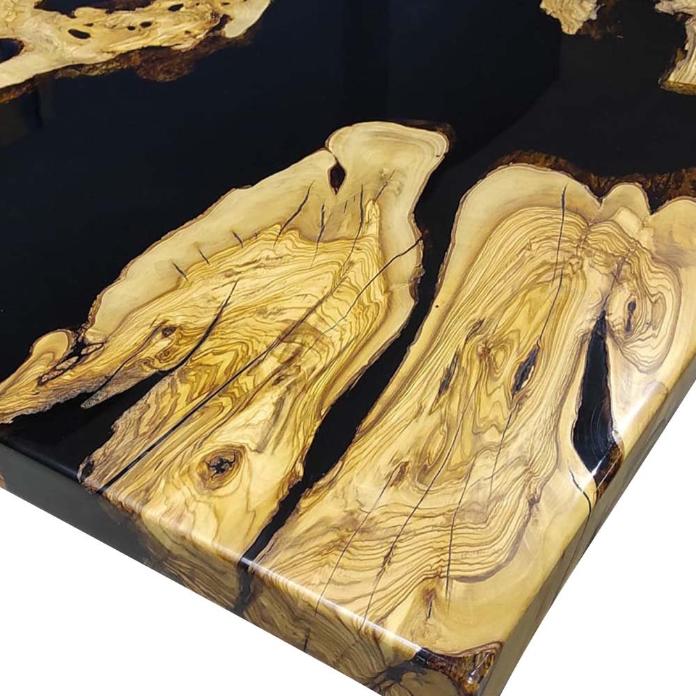 Elite Olive Wood & Black Epoxy Resin Conference & Dining Table ECT - 209 - Elitecustomtable