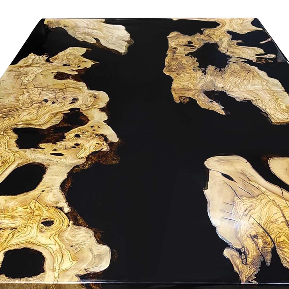 Elite Olive Wood & Black Epoxy Resin Conference & Dining Table ECT - 209 - Elitecustomtable
