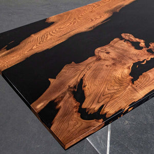 Elite Olive Wood & Black Resin River - Style Dining & Conference Table ECT - 213 - Elitecustomtable
