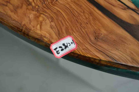 Elite Olive Wood & Emerald - Green Epoxy River Landscape Round Table ECT-44 - Elitecustomtable