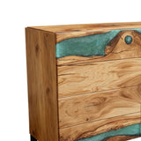 Elite Olive Wood Sideboard with Ocean Green Epoxy River ECD - 08 - Elitecustomtable