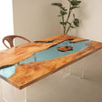 Elite Olive Wood Table with Epoxy River & Island Scene ECT - 133 - Elitecustomtable