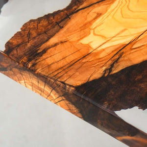 Elite Olive Wood & Transparent Resin Office Meeting Table ECT - 195 - Elitecustomtable