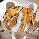 Elite Olive Wood & White Resin River Round Table ECT - 129 - Elitecustomtable