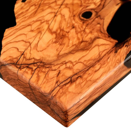 Elite Olive Wood with Black Epoxy Resin L - Shaped Waterfall Dining & Bar Tables ECT - 183 - Elitecustomtable