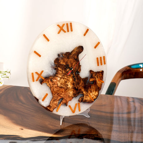 Elite Opalescent Epoxy Resin & Black Walnut Wood Wall Clock EWC - 07 - 16'' - Elitecustomtable