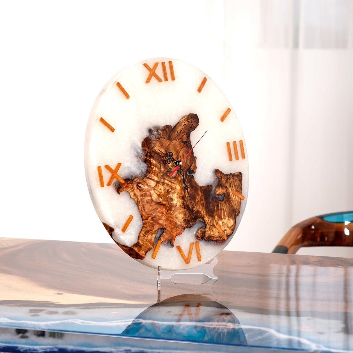 Elite Opalescent Epoxy Resin & Black Walnut Wood Wall Clock EWC - 07 - 16'' - Elitecustomtable