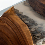 Elite Oval Black Walnut Dining Table with Stream - Stone Resin Inlay ECT - 248 - Elitecustomtable