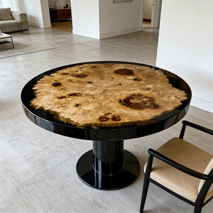 Elite Poplar Black Epoxy Round Resin Dining Table – Natural Wood Statement Table ECT - 272 - Elitecustomtable