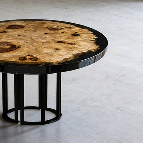Elite Poplar Black Epoxy Round Resin Dining Table – Natural Wood Statement Table ECT - 272 - Elitecustomtable