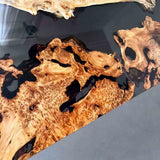 Elite Poplar & Cunninghamia Wood with Transparent Black - Gray Epoxy Resin Dining Table ECT - 160 - Elitecustomtable