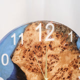 Elite Poplar Wood Burl & Blue Epoxy Resin Decorative Wall Clock EWC - 14 - 16'' - Elitecustomtable