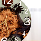 Elite Poplar Wood Burl & Dried Flower - Pine Nut Epoxy Resin Clock EWC - 09 - 16'' - Elitecustomtable