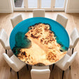 Elite Poplar Wood & Transparent Blue Epoxy Resin Round Coffee Table ECT - 188 - Elitecustomtable